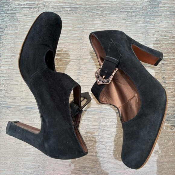 Donald J. Pliner Couture Women's Black Suede Leather Mary Jane Pumps Shoes - Picture 6 of 15